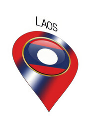 Illustration of a Pin with the Flag of Laos for Stickers