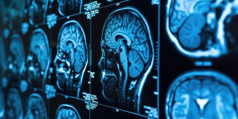 Close up series of a CT scan with human head