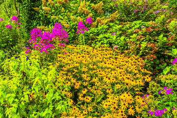 Colorful flowers abound at Flowering Bridge Garden, Lake Lure North Carolina