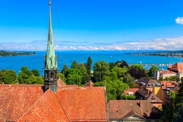 View over Lake Constance (Bodensee) and the old town of Konstanz (also known as Constance)  from...