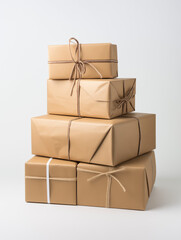 Parcels on white background