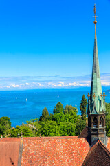 View over Lake Constance (Bodensee) and the old town of Konstanz (also known as Constance)  from...
