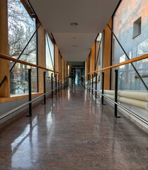 Modern and sleek hallway with glass sides