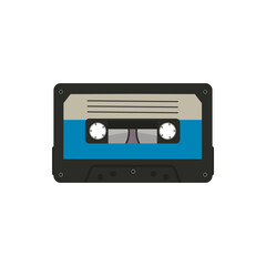 Retro cassette player. Boombox of 90s style. Vector. Nostalgia for the 90s. Vector illustration on white
