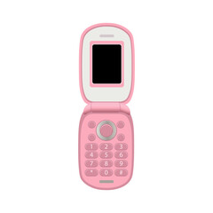 Retro flip phone, pink cute phone. Clamshell phone.