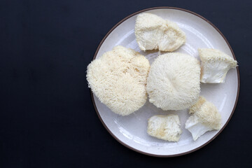 Fresh lion's mane mushroom. (Yamabushitake Mushroom)