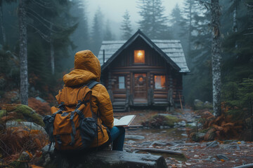 A writer retreating to a cabin in the woods, finding inspiration in solitude and nature. Concept of...