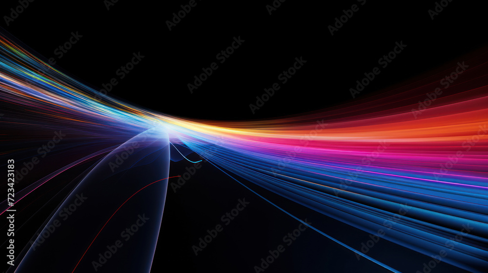 Canvas Prints abstract wavy neon lines texture background, pattern of energy motion in dark digital space. cybersp