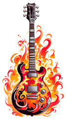 Guitar on fire background