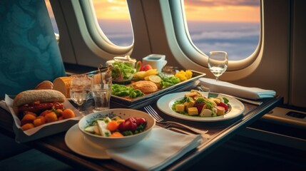 Elevate your dining experience to new heights with a private jet flight featuring gourmet meals. Look out the window and be mesmerized by the vastness of the ocean stretching out before you,