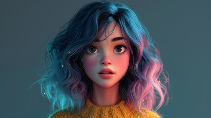 Fototapeta premium 3D系のアニメ女性,Generative AI AI画像