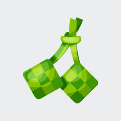 Green ketupat.Ied mubarak food Ketupat food. Ramadan food. Indonesian food