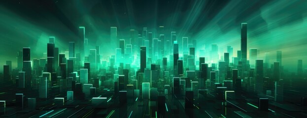 Wallpaper, abstract background, abstract geometric background with light streaks, in the style of green academia, flat abstraction