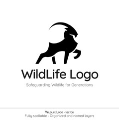 antelope logo. Markhor mascot, emblem.. Vector illustration of a goat