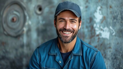 worker and professional builder with tools smiling and look at the camera