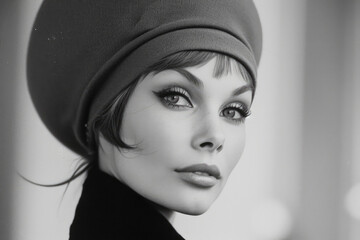 1960s Style Icon: Timeless Female Beauty in Monochrome