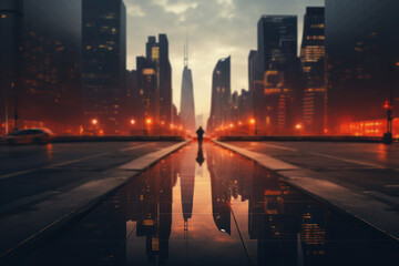 Fototapeta premium A template inspired by urban landscapes, incorporating cityscape elements to convey a modern and metropolitan vibe. Generative Ai.