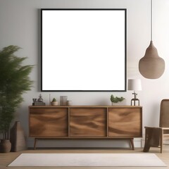 modern living room with blank frame