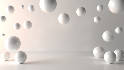 Floating spheres 3d rendering empty space for product show.	
