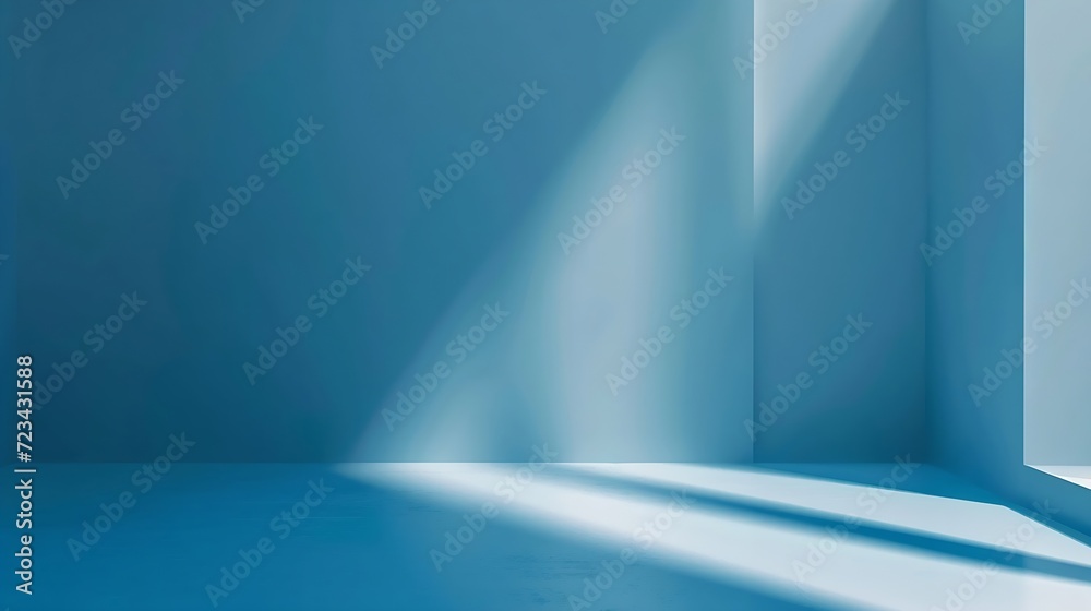 Poster universal minimalistic blue background for presentation. a light blue wall in the interior with beau