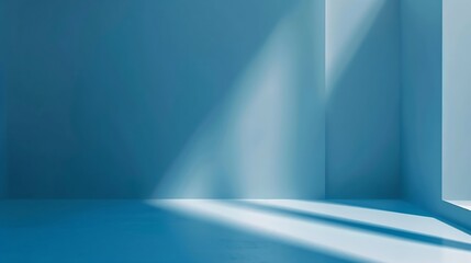 Universal minimalistic blue background for presentation. A light blue wall in the interior with beautiful built-in lighting and a smooth floor. : Generative AI