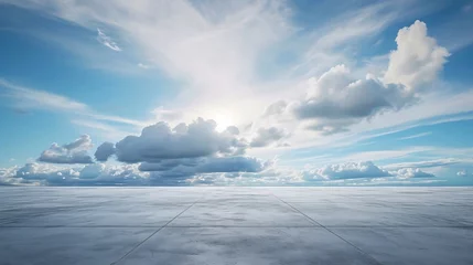 Fototapete Bereich Blue Sky Background Cloud Horizon with Empty Concrete Floor : Generative AI