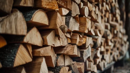 Zelfklevend Fotobehang Brandhout textuur firewood lies in a neatly folded pile