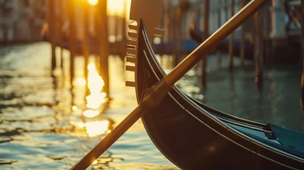 Fotobehang Venice during Sunset with Gondola : Generative AI © Generative AI