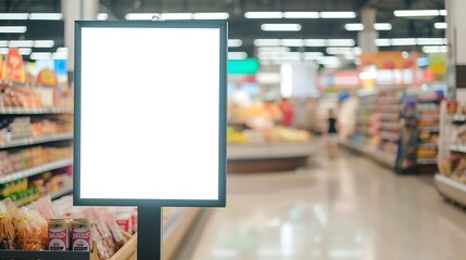 Mockup advertising board in front of supermarket Blank price list board Mock up billboard for your text messege or mock up supermarket : Generative AI