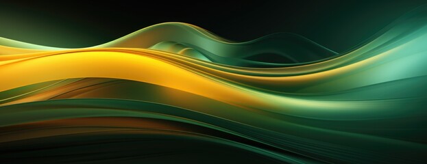 yellow and green abstract moving lines background, colorful futurism, motion blur, dark green and light emerald