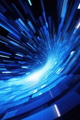 a blue abstract of light, in the style of spiral group, data visualization, net art, fisheye lens, screen format