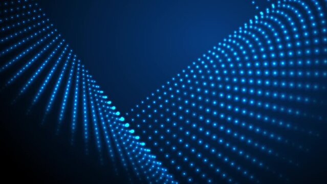 Blue neon glowing dotted linear squares abstract hi-tech background. Seamless looping futuristic geometric motion design. Video animation Ultra HD 4K 3840x2160