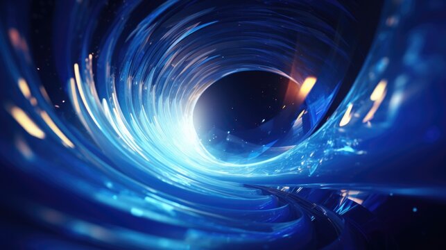 a blue abstract of light, in the style of spiral group, data visualization, net art, fisheye lens, screen format
