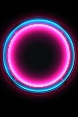 Obraz premium Wallpaper, abstract background, blue, a neon circle on dark background with light, in the style of light cyan and magenta, outrun, light-focused
