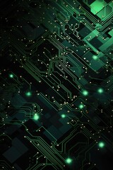 Fototapeta premium green background with electronic circuits, in the style of dramatic diagonals, layered translucency, pulled, scraped