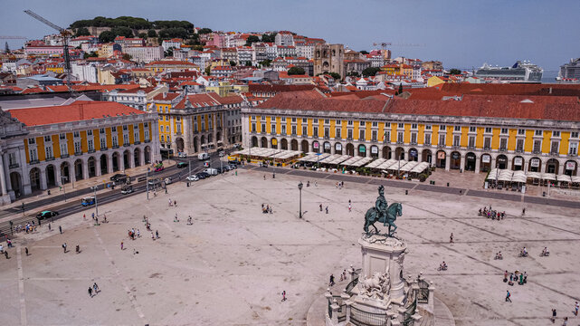 Aerial View of Pra&ccedil;a do Com&eacute;rcio in Lisbon
