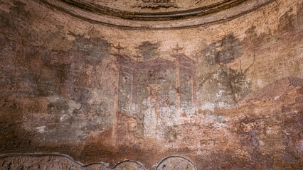 Abandoned Artwork On the Walls of Pompeii, an archaeological site near Naples, Italy 