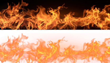 Seamless Flame Pattern on Transparent Background for Design Use, A continuous fiery pattern with vibrant flames against a clear backdrop, ideal for design overlays