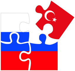 Russia - Turkey : puzzle shapes with flags