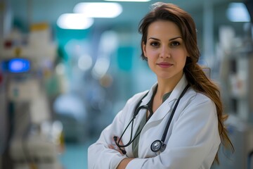 a beautiful female doctor in a hospital