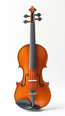 Fototapeta na wymiar A beautifully crafted classical violin, showcasing its rich wooden texture and graceful curves, isolated on a white background