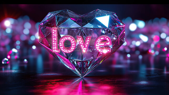diamond on a black background with love word
