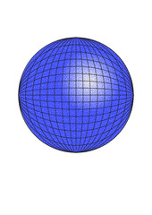 Circular area filled with an orthogonal abstract mesh-like line pattern and blue background, abstract modern art