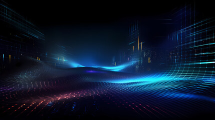 Digital technology blue rhythm wavy lines abstract graphic poster web page ppt background