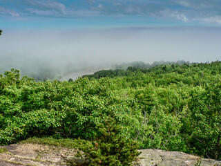 Fototapeta na wymiar Cloudy, Foggy Day at Acadia National Park in Summer, Maine