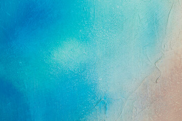 Blank abstract painting background, beach themed, blue and orange gradient, acrylic paint on...