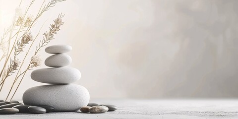 Zen Stones in Balance for Tranquility and Meditation - obrazy, fototapety, plakaty