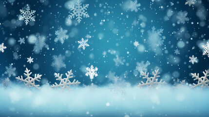 Fototapeta premium Snowflake background, winter cold texture frozen icy illustration snow frost