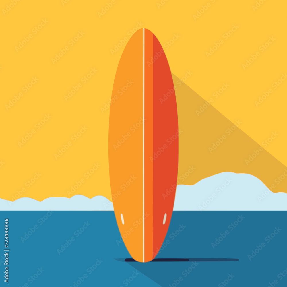 Wall mural surfboard. in the style of a flat minimalist colors svg vector