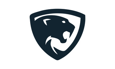 sabertooth in shield logo vector 